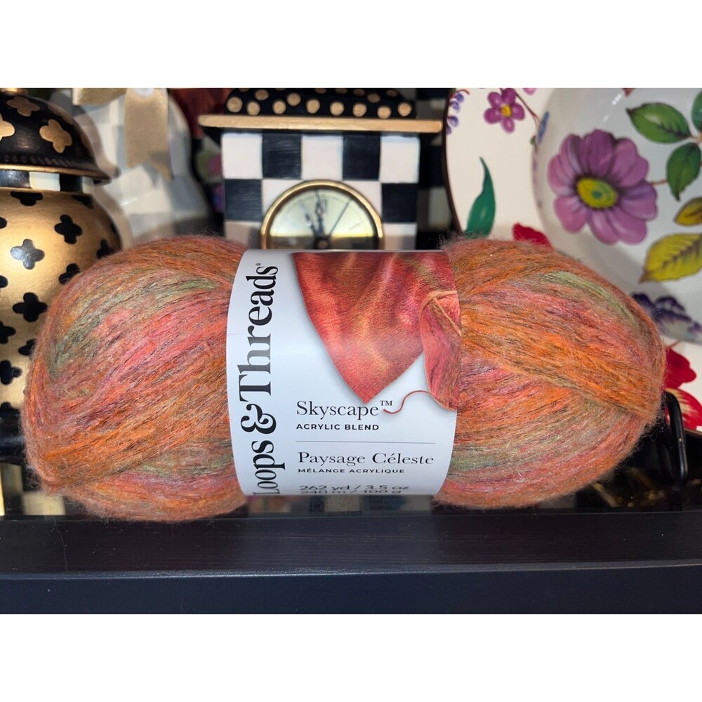 Yarn by Loops & Threads® Skyscape Paysage Celeste Coral & Orange Multi ONE Skein